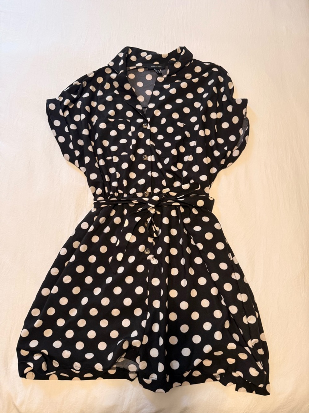 New Look Black and White Polka Dot Short Sleeve Romper